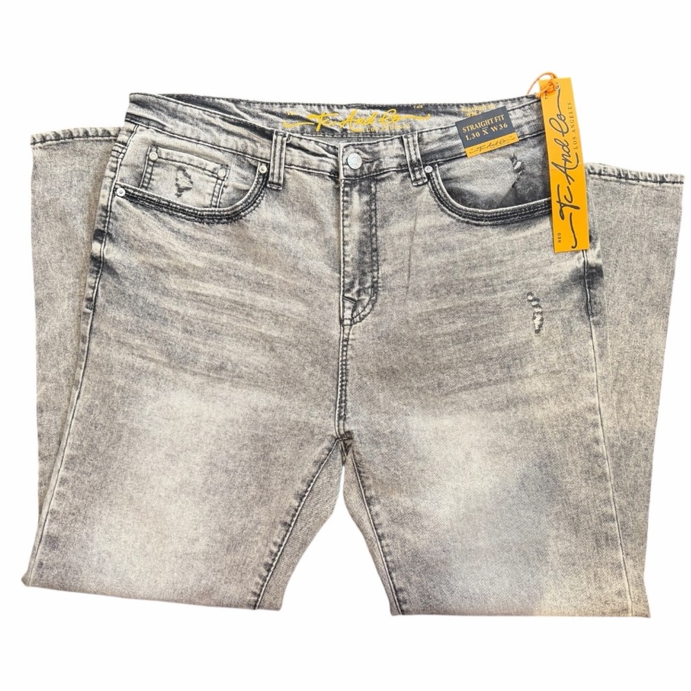 Tc & Co Los Angeles Men's Gray Straight Jeans - Picture 4 of 10